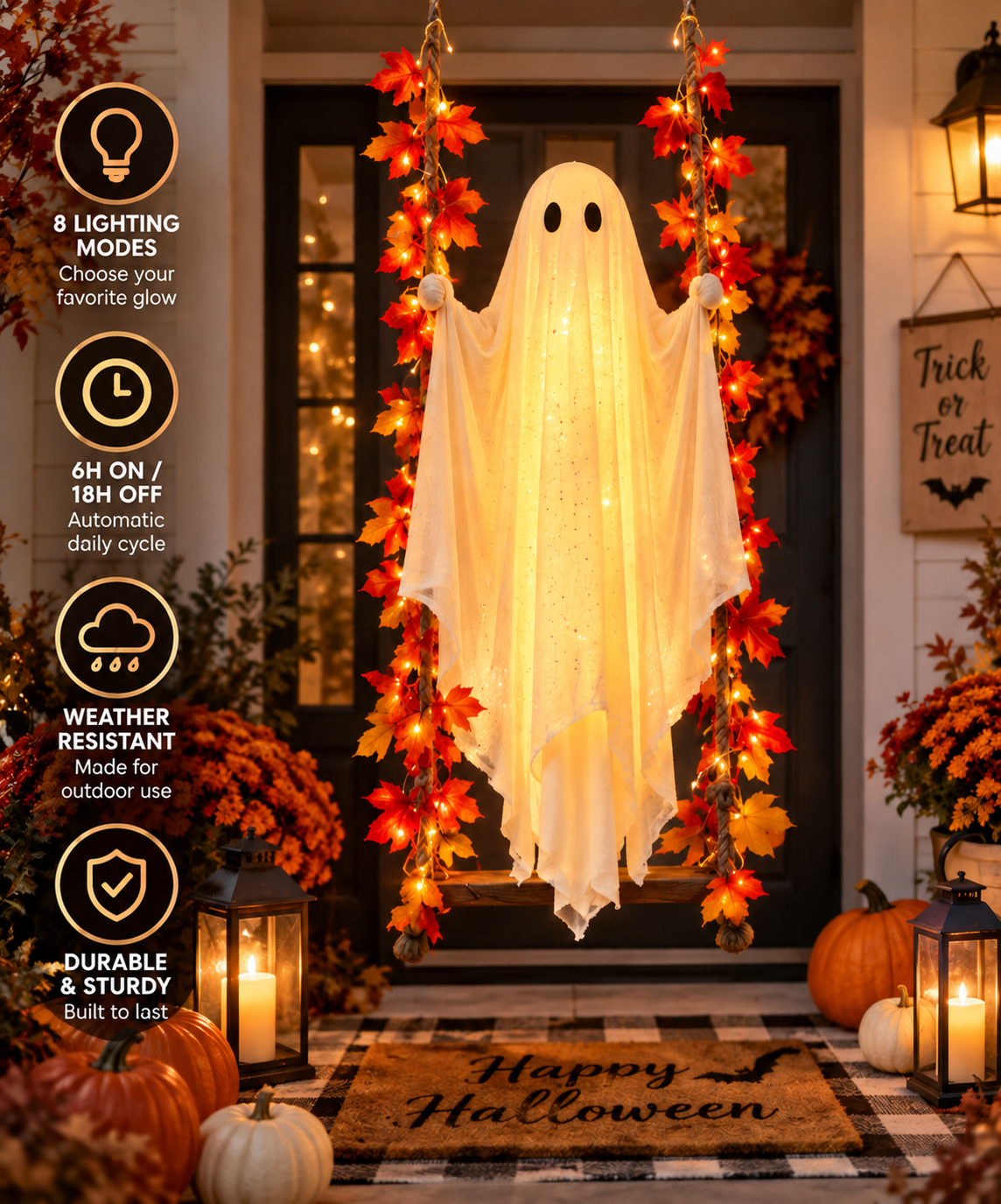Solar Hanging Swing Ghost