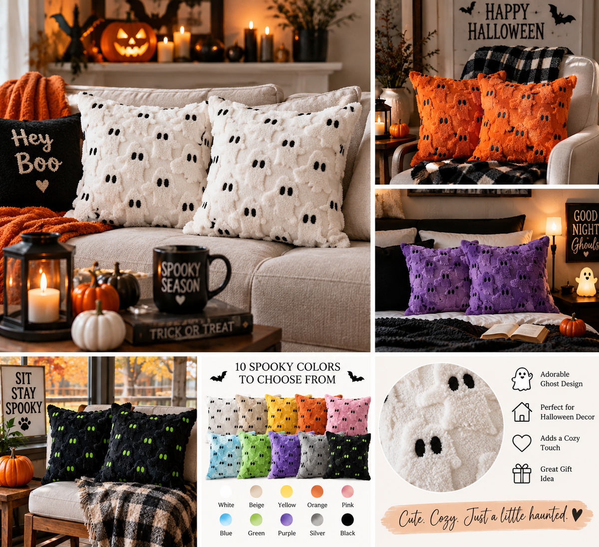 Ghost Halloween Throw Pillow