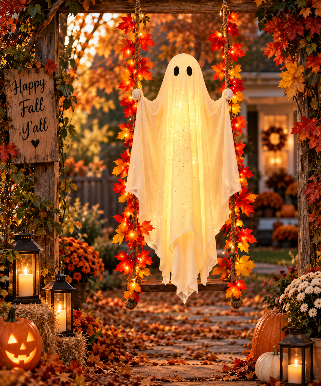 Solar Hanging Swing Ghost
