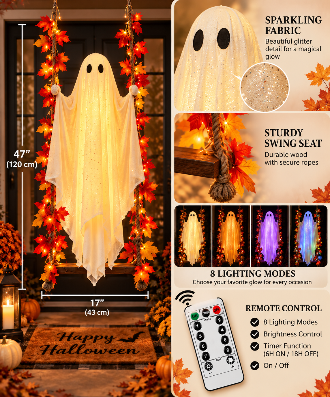 Solar Hanging Swing Ghost