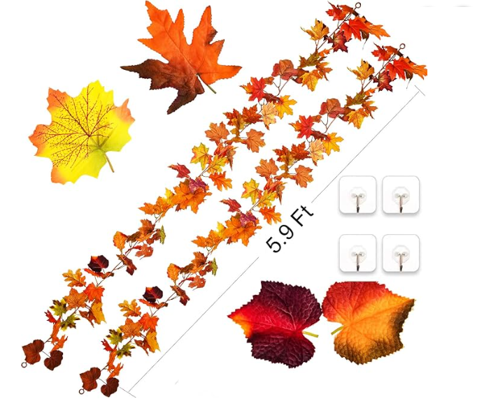 11.8-Ft Maple Leaf Fall Garland — Autumn Decor