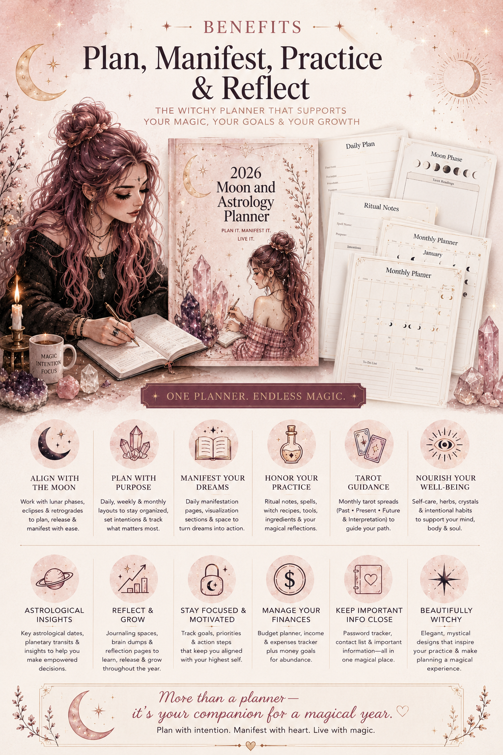 2026 Moon & Astrology Planner | Digital Lunar Calendar & Astrology Guide