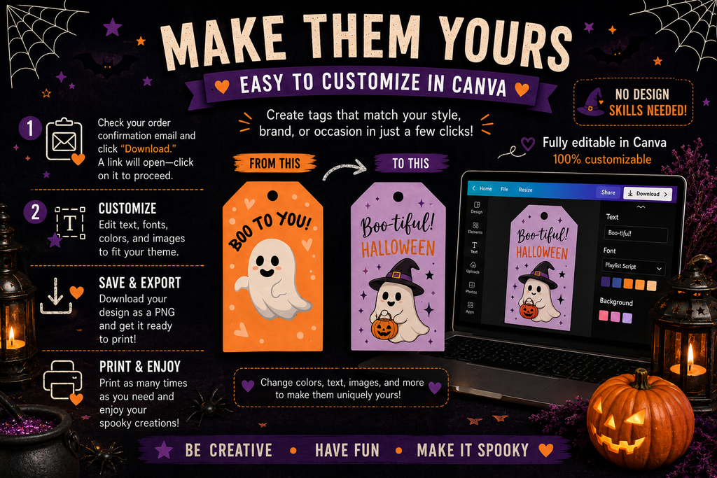 Cute Halloween Gift Tags – Classic Collection – Printable & Editable