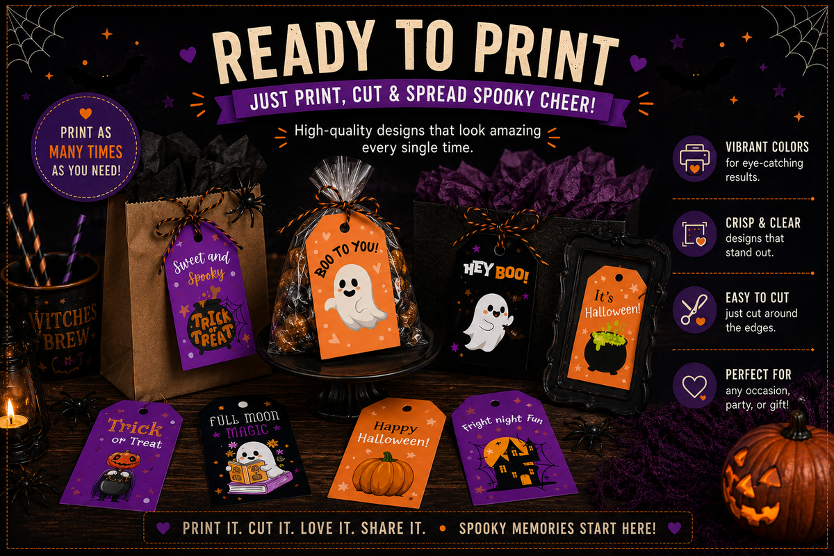 Cute Halloween Gift Tags – Classic Collection – Printable & Editable