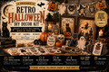 Retro Halloween DIY Decor Kit – printable vintage decorations instant download