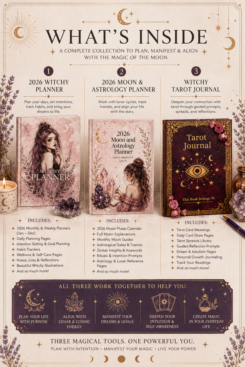 The Witchy Collection | Digital Planner, Tarot Journal & Moon Astrology Bundle