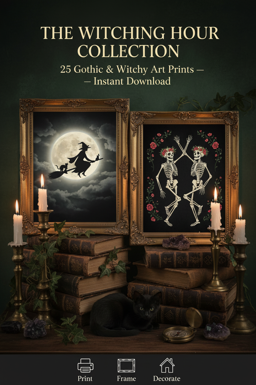 The Witching Hour Collection — 25 Gothic & Witchy Art Prints Pinterest Pin